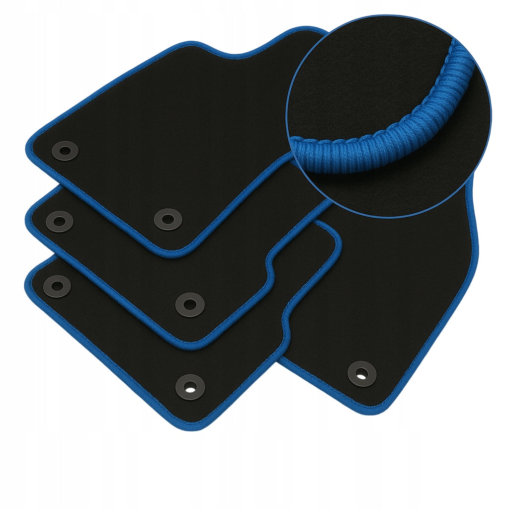 Velour Car Rugs + Stoppers, Custom Made, Blue Yarn