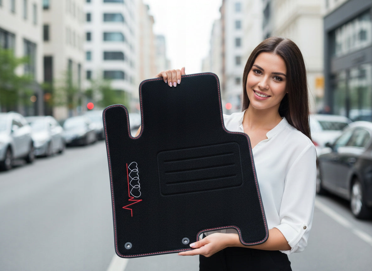 Velour Car Rugs for Audi Embroidery Four Hearts to Size 4 Pieces Manufacturer's catalog number LUX-CZ-SKC-4SER-WG-XX