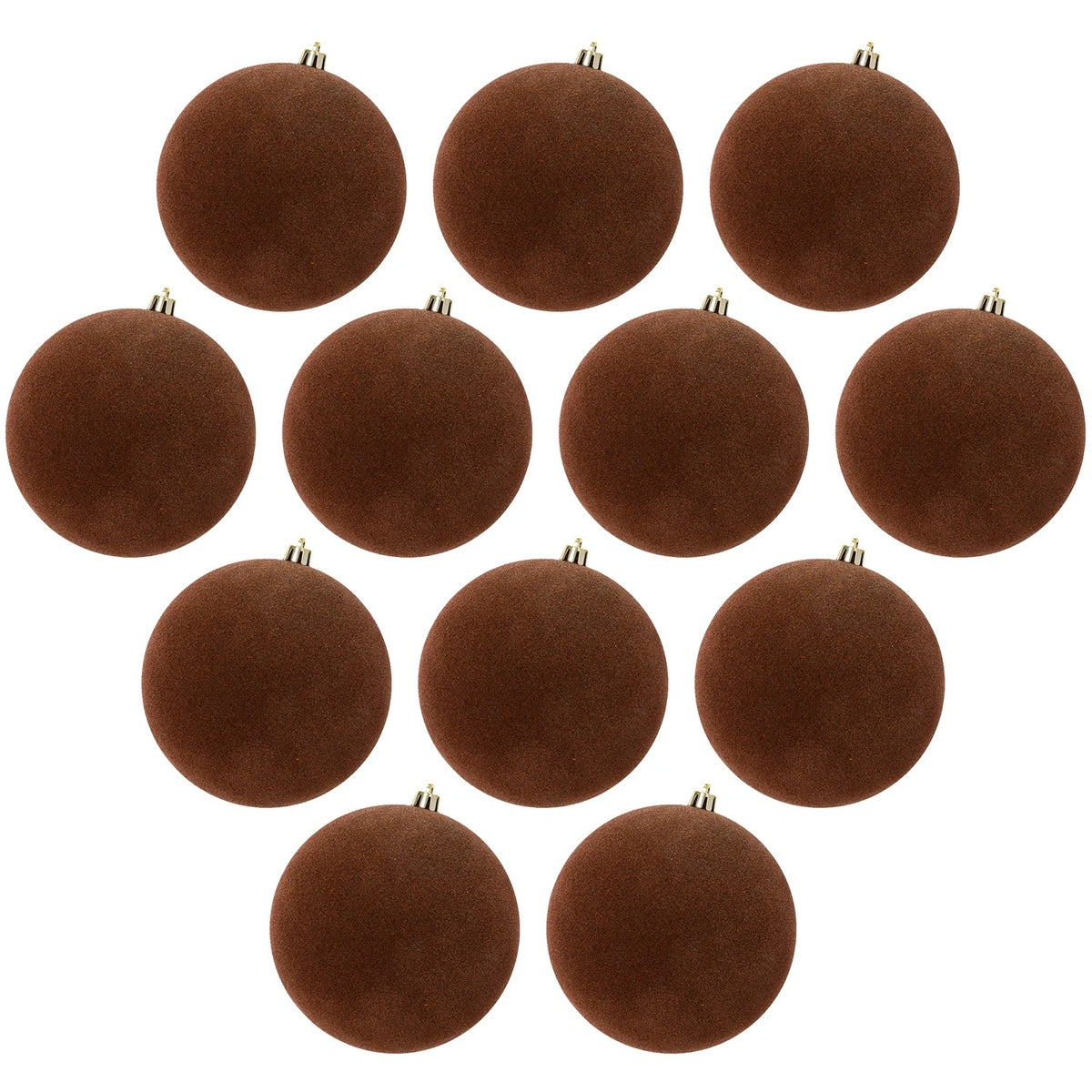 Velour Christmas balls 6 cm brown plastic 12 pcs in a tube