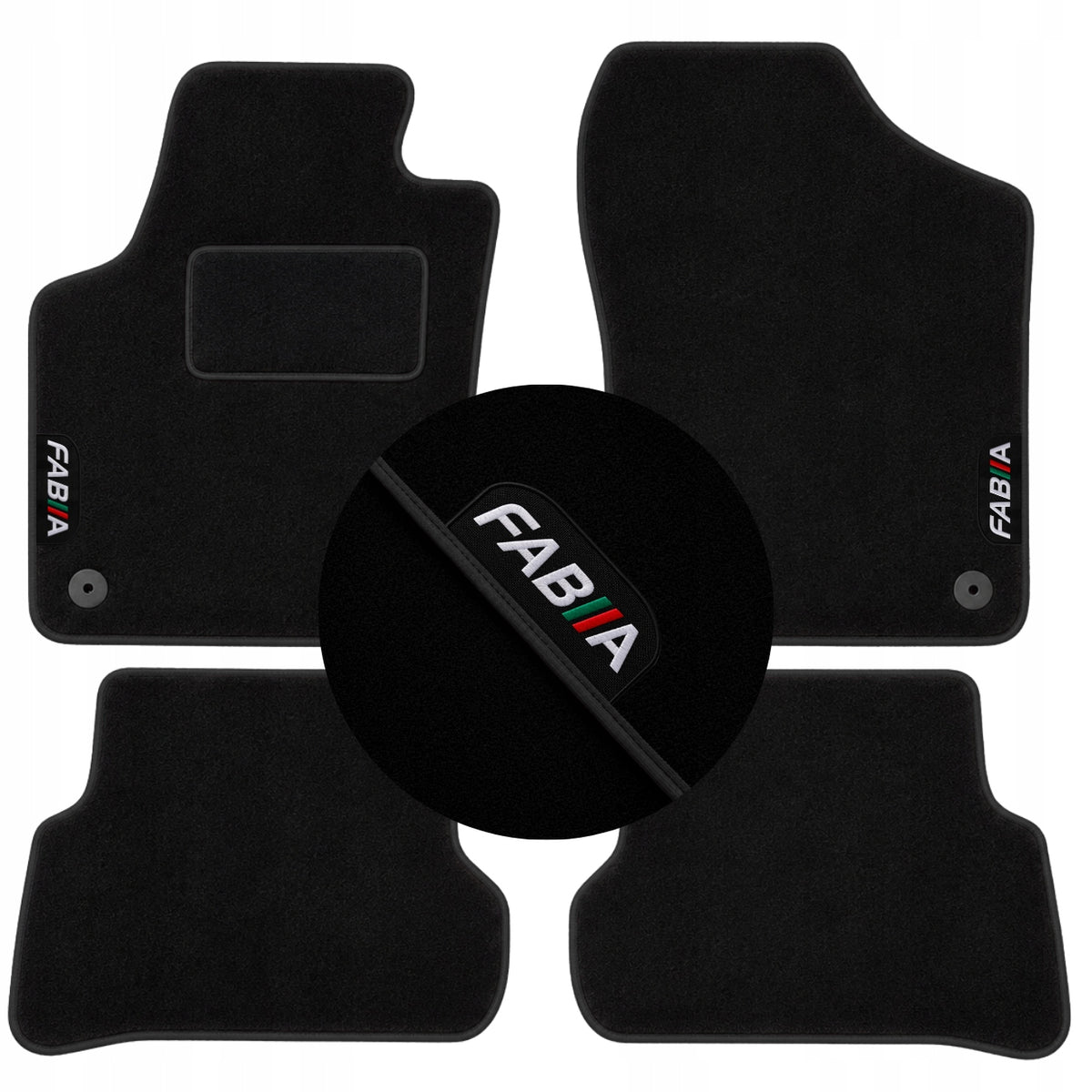 Velour Rugs SKODA FABIA Thick Velour Mats for Car EMBROIDERY FABIA RS NB