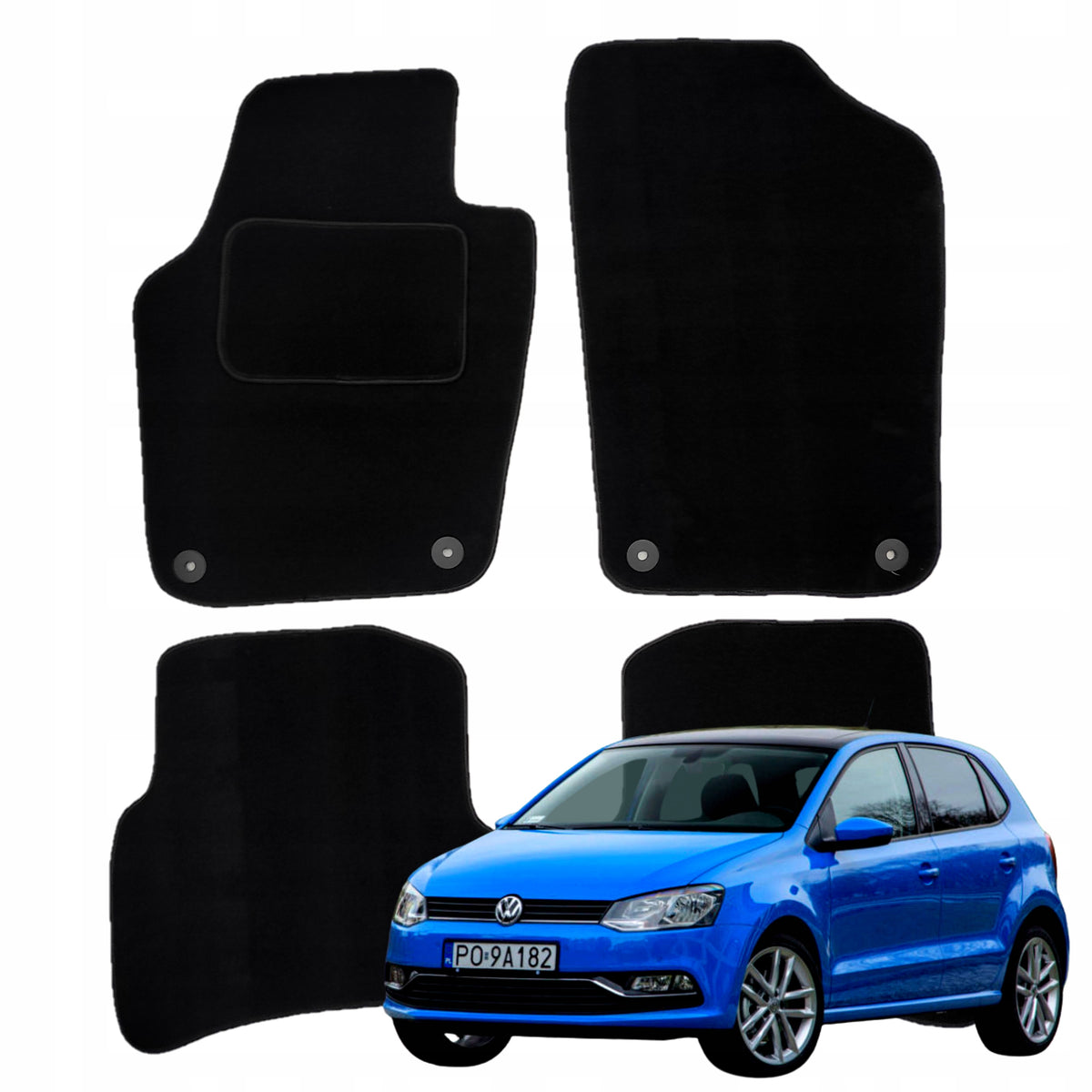 Velour Rugs for Volkswagen Polo V 2009-2017 Wiper Blades for B