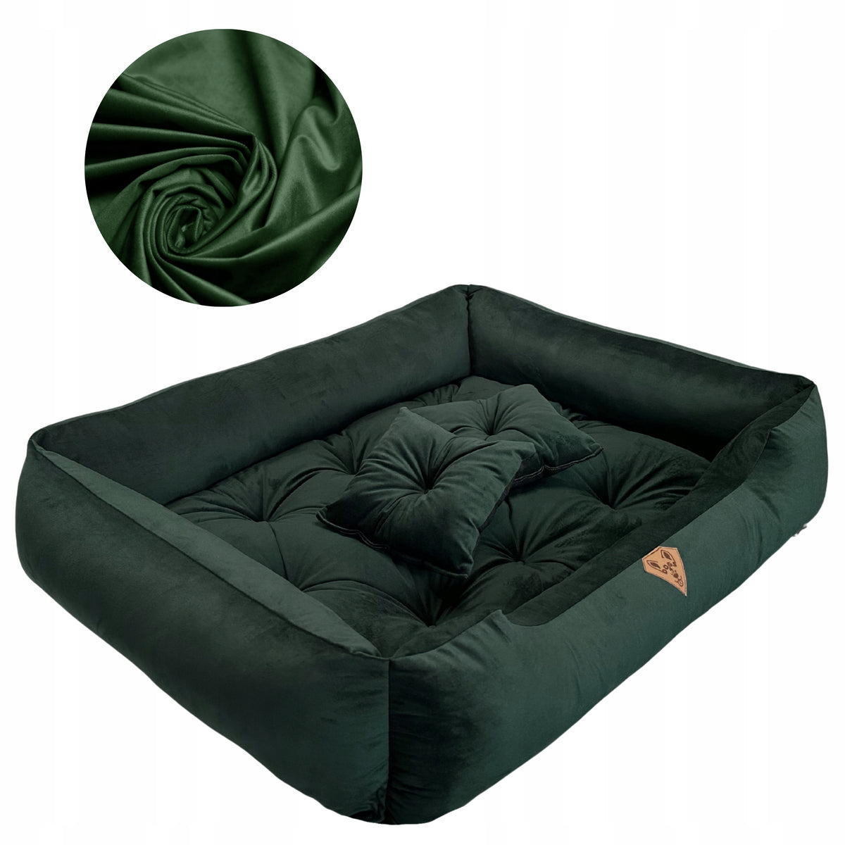 Velour cat dog bed green 90x75 cm non-slip bottom