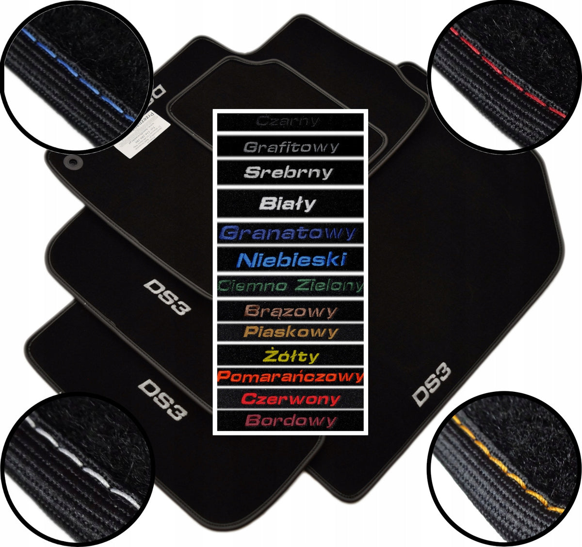 Velour rugs car wipers set CLASSIC EMBROIDERY + STOPWATCHES Manufacturer's catalog number CLASSICKOMPLETHAFTx4