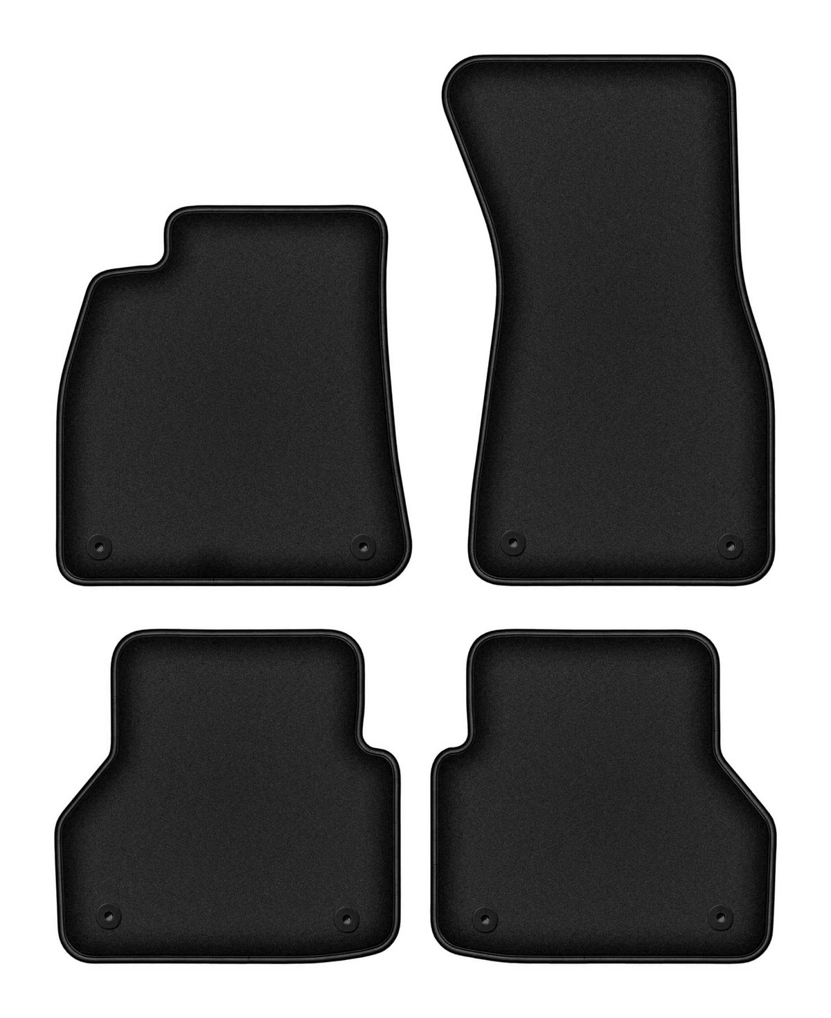 Velour rugs for Audi A6 C8 2018- set DURBAN black 4 pcs.