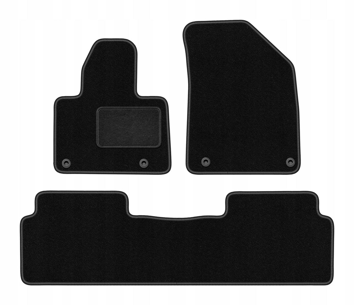 Velour rugs for Citroen C5 III X7 2008-2017 set LUX black 3 pcs.