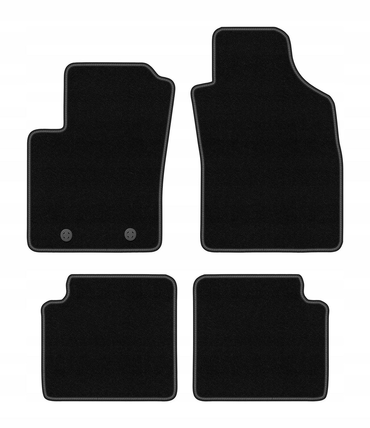 Velour rugs for Fiat 500 2007-2013 set BASIC black 4 pcs.