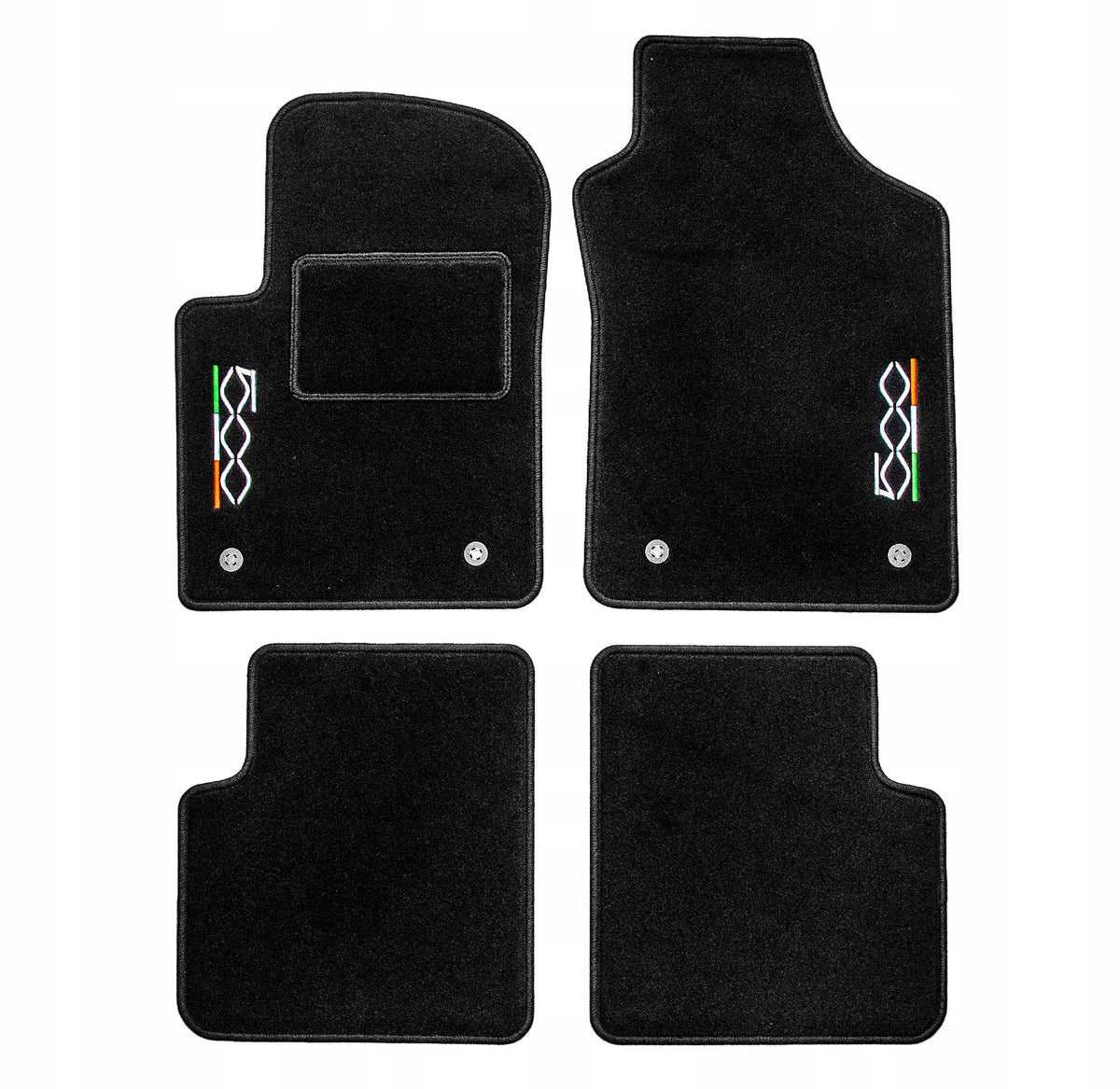 Velour rugs for Fiat 500 from 2007- with embroidery