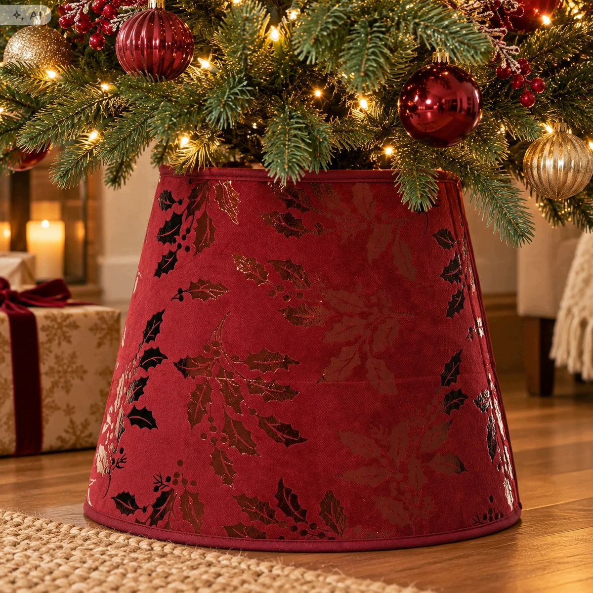 Velvet burgundy Christmas tree stand cover for Christmas tree 180 cm material Packaging status original