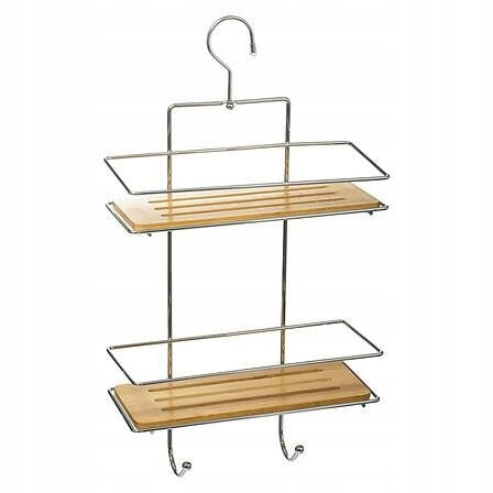 Venterra 2-Tier Metal/Bamboo Shower Shelf