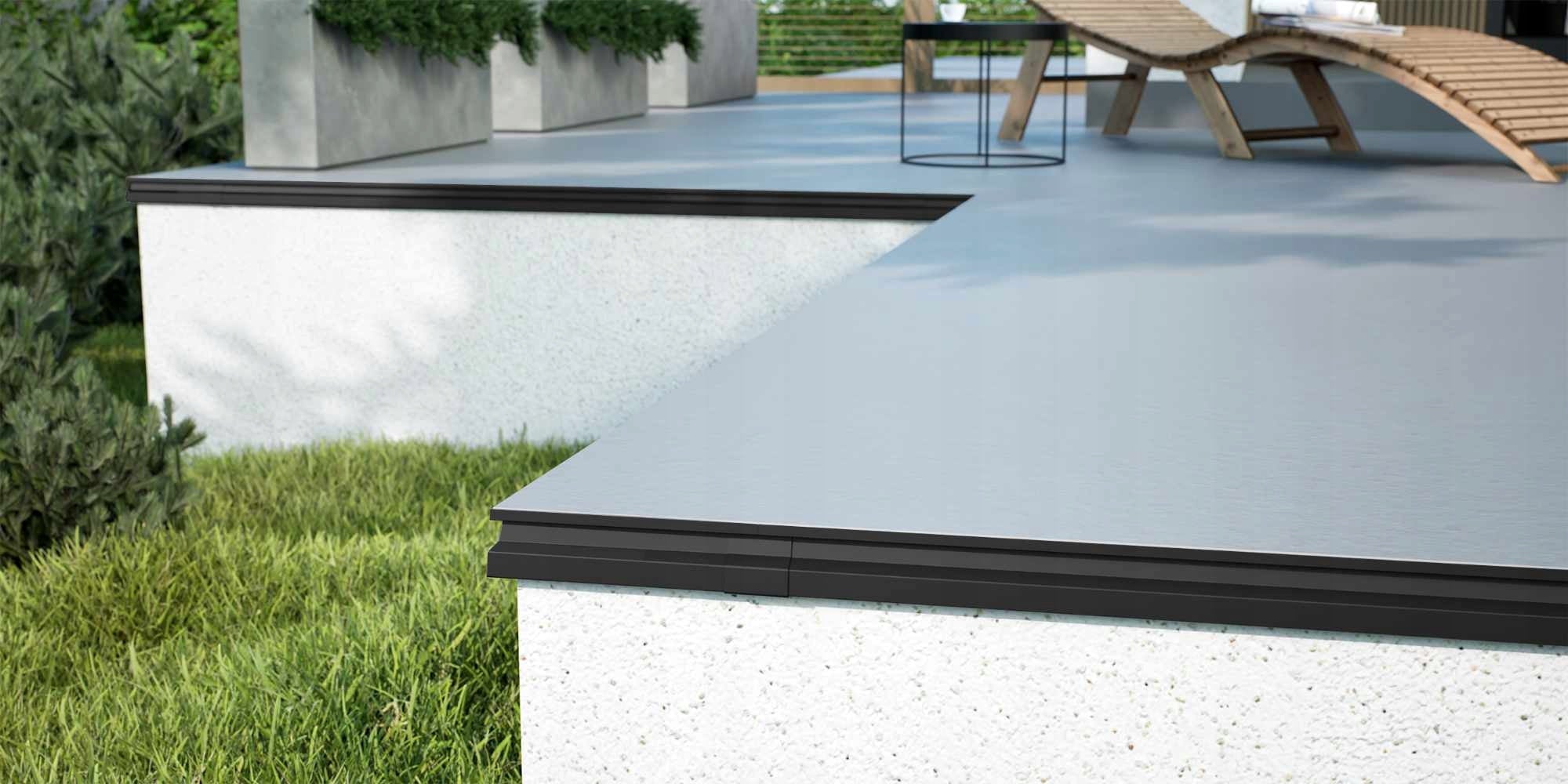Ventilation Hood Profile ALU K100 for Balcony Terrace TILES RESIN Black 2m RAL 9005 Product height 5.5 cm