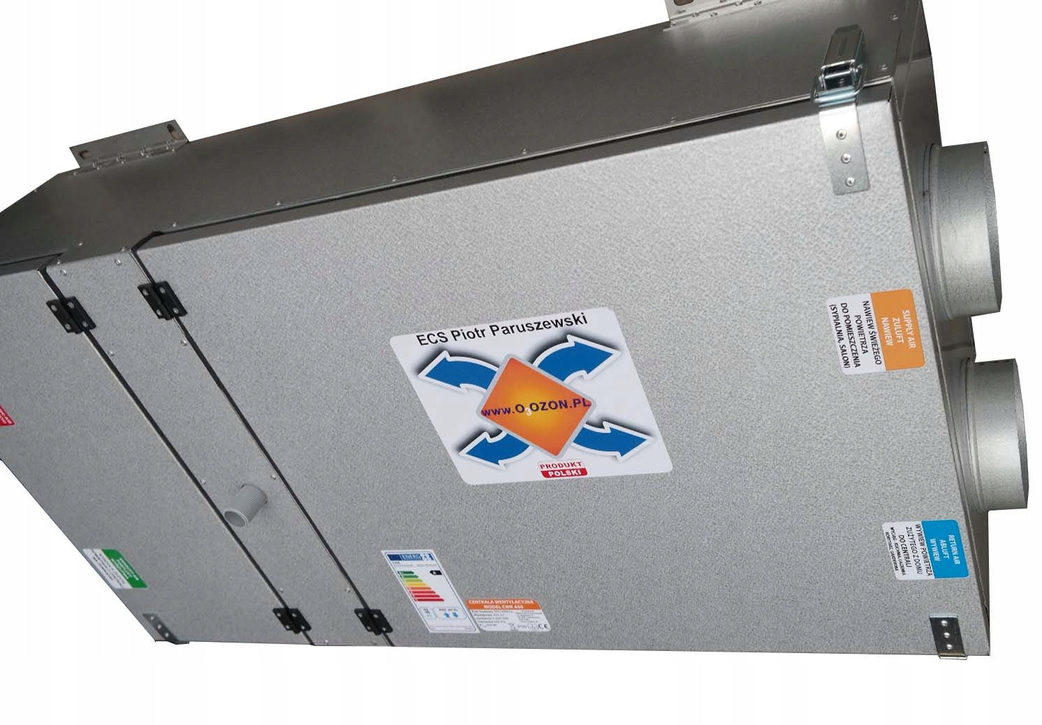 Ventilation Unit Recuperator 300m3/h PODW EC Range of energy efficiency classes A+ - G