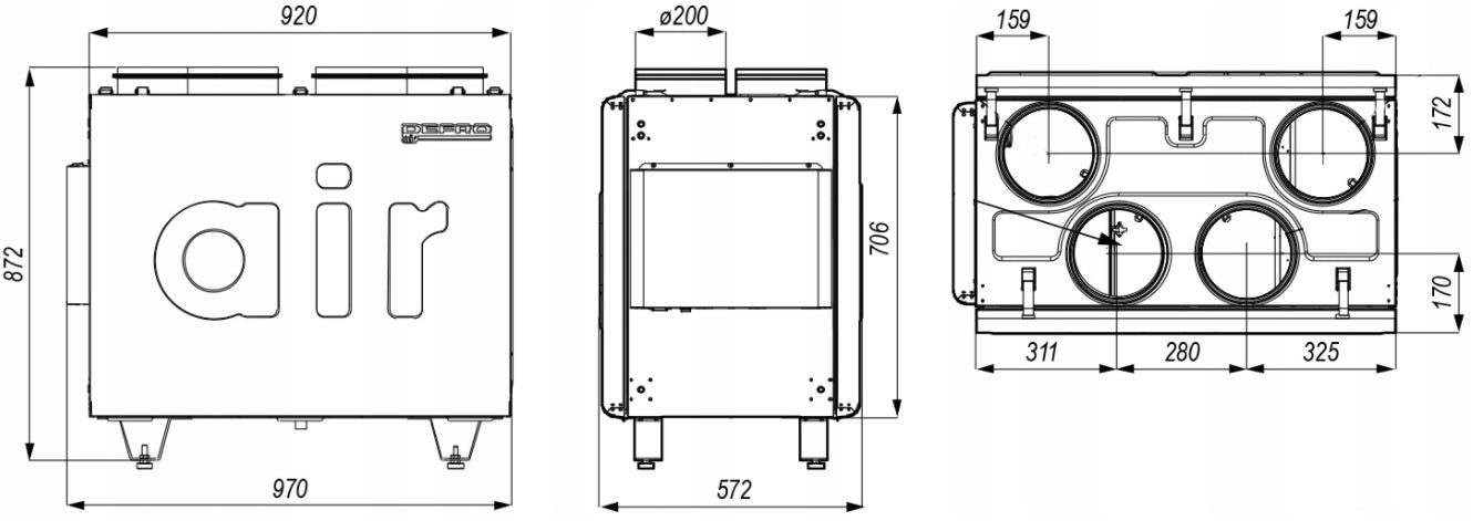 Ventilation unit recuperator 400 m3/h DEFRO REKU-DRX-400-V Packaging status original