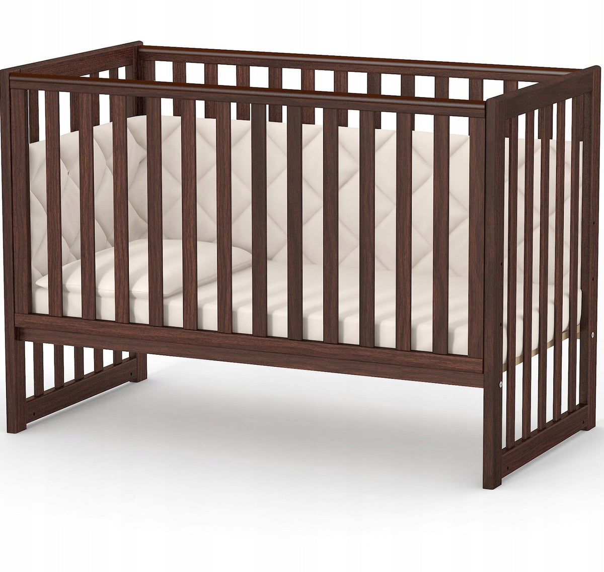 Veres LD13 wooden cot 120x60 cm lowered side & teether, W Brown Packaging status original
