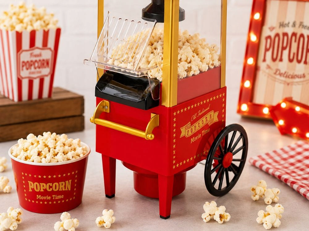 Verk 07552 Stroj na popcorn, retro vozík,1200 W, červený Dominant color red