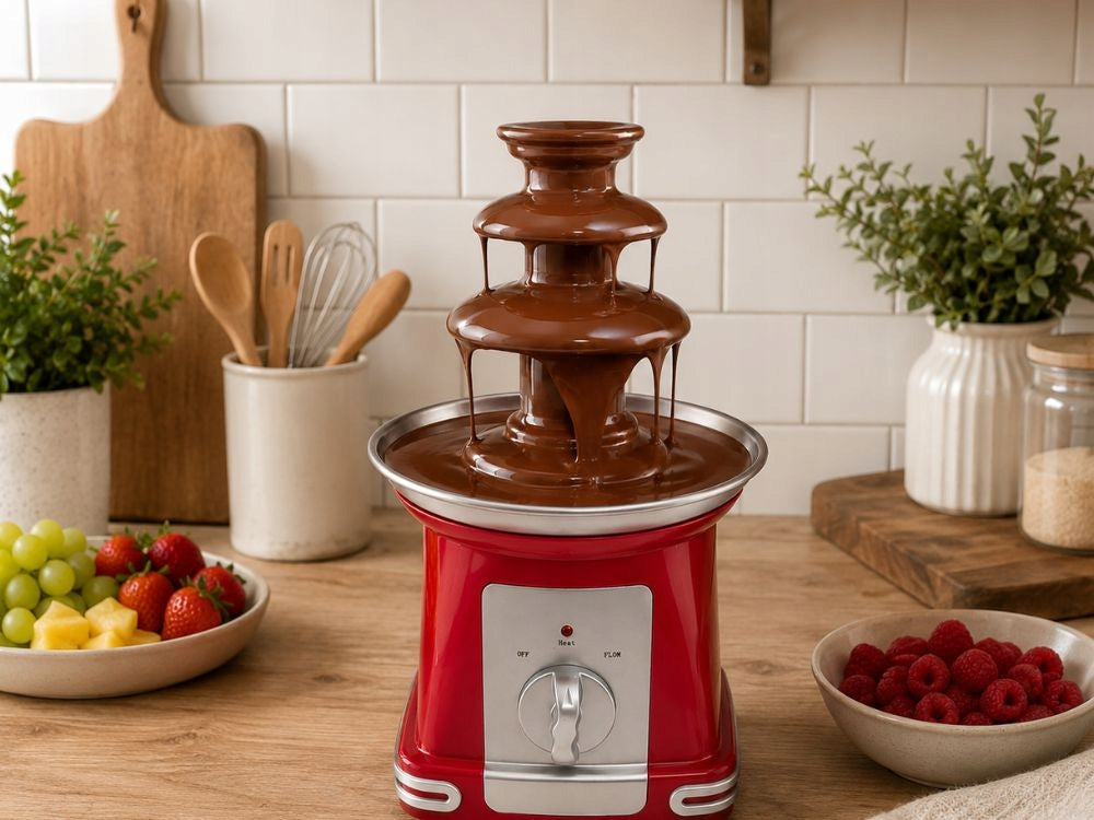 Verk 07554 Čokoládová fontána fondue, 3 úrovně, 65 W, 230 V, 50 Hz, červená Dominant color red