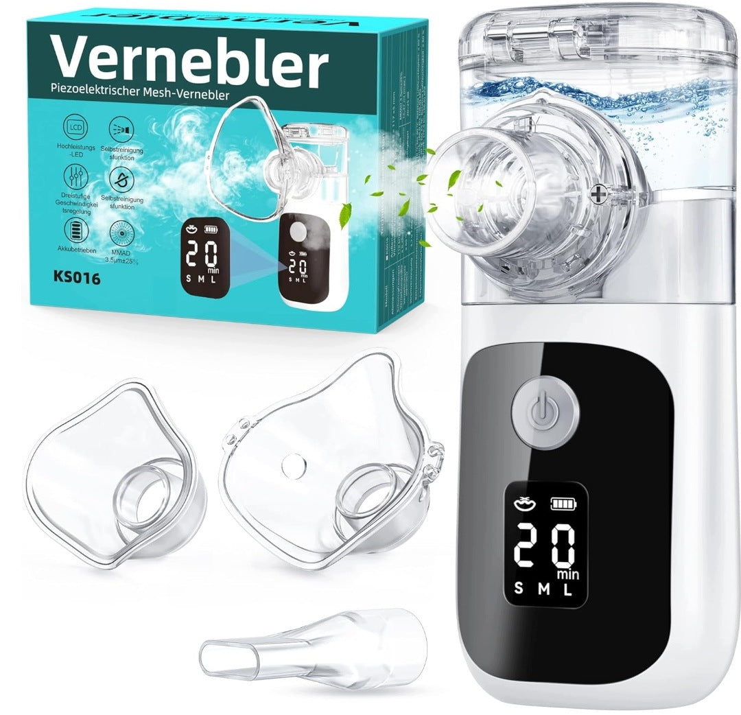Vernebler inhaler for adults and children with mouthpiece, 2 masks, USB, silent