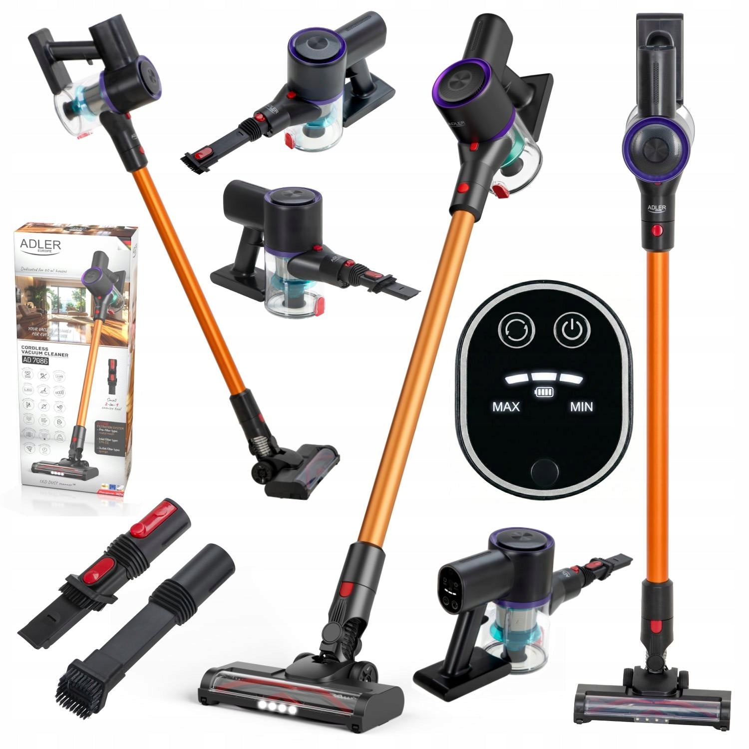 Vertical Vacuum Cleaner Wireless LED Electrobrush 2in1 for Home and Car