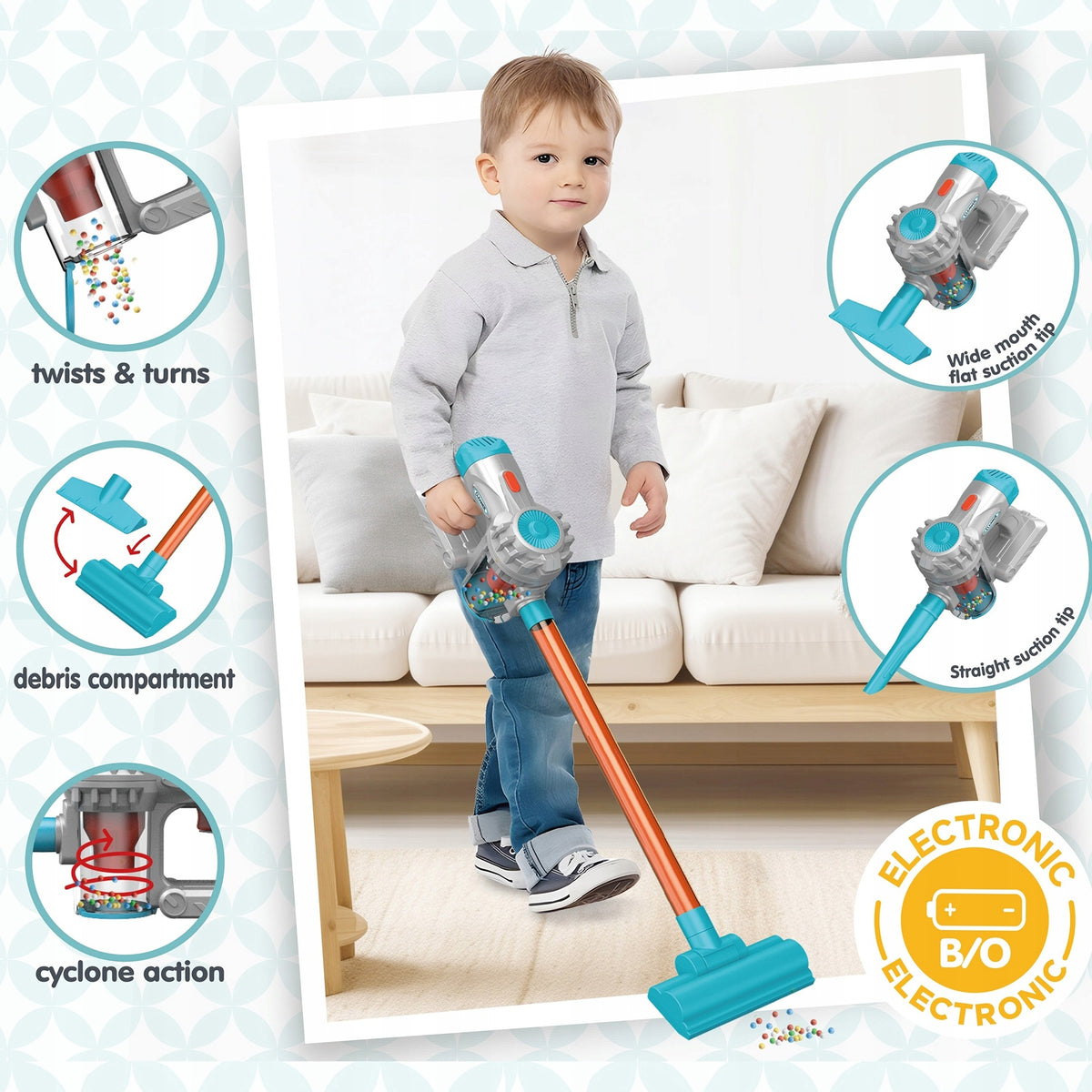 Vertical Vacuum Cleaner for Kids Toy 3in1 Interactive Balls Sound Brand no brand
