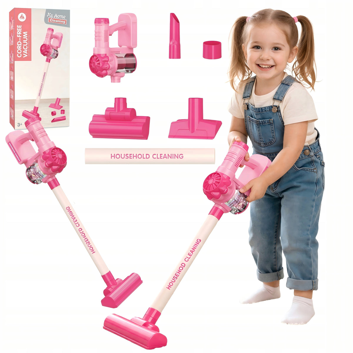 Vertical Vacuum Cleaner for Kids with Suction Function 3in1 Tips Household Sound