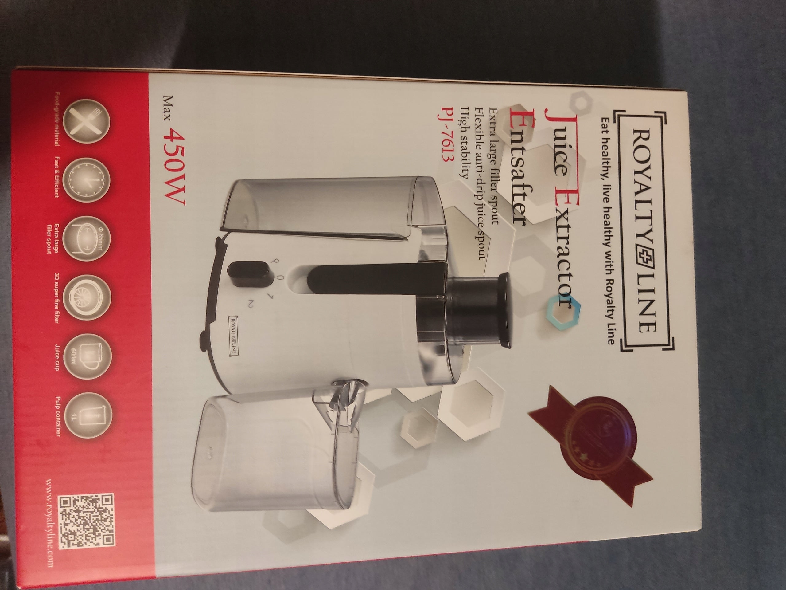 Vertical slow juicer Royalty Line Pj-7613 450 W Brand Royalty Line