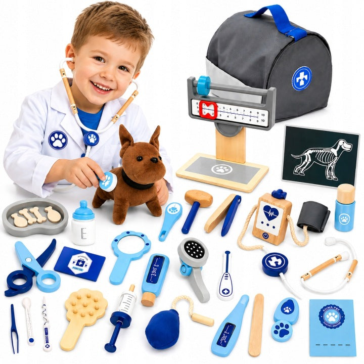 Veterinarian Set for Children Wooden 37 el. Dog Bag Accessories 3+ Packaging status original