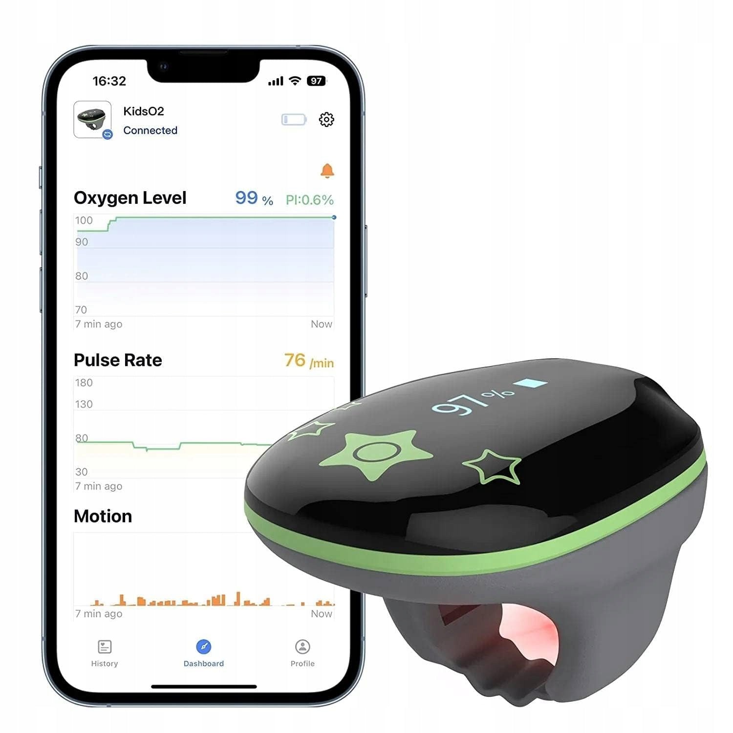 ViATOM children's pulse oximeter Bluetooth SpO2 heart rate saturation alarm child