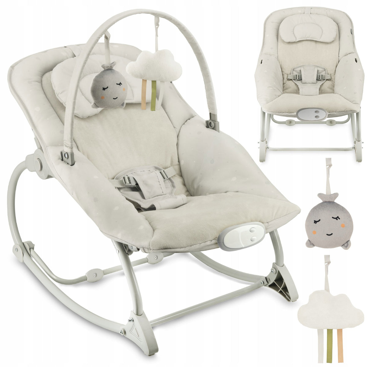 Vibration lounger with melodies MoMi LAPIS light grey