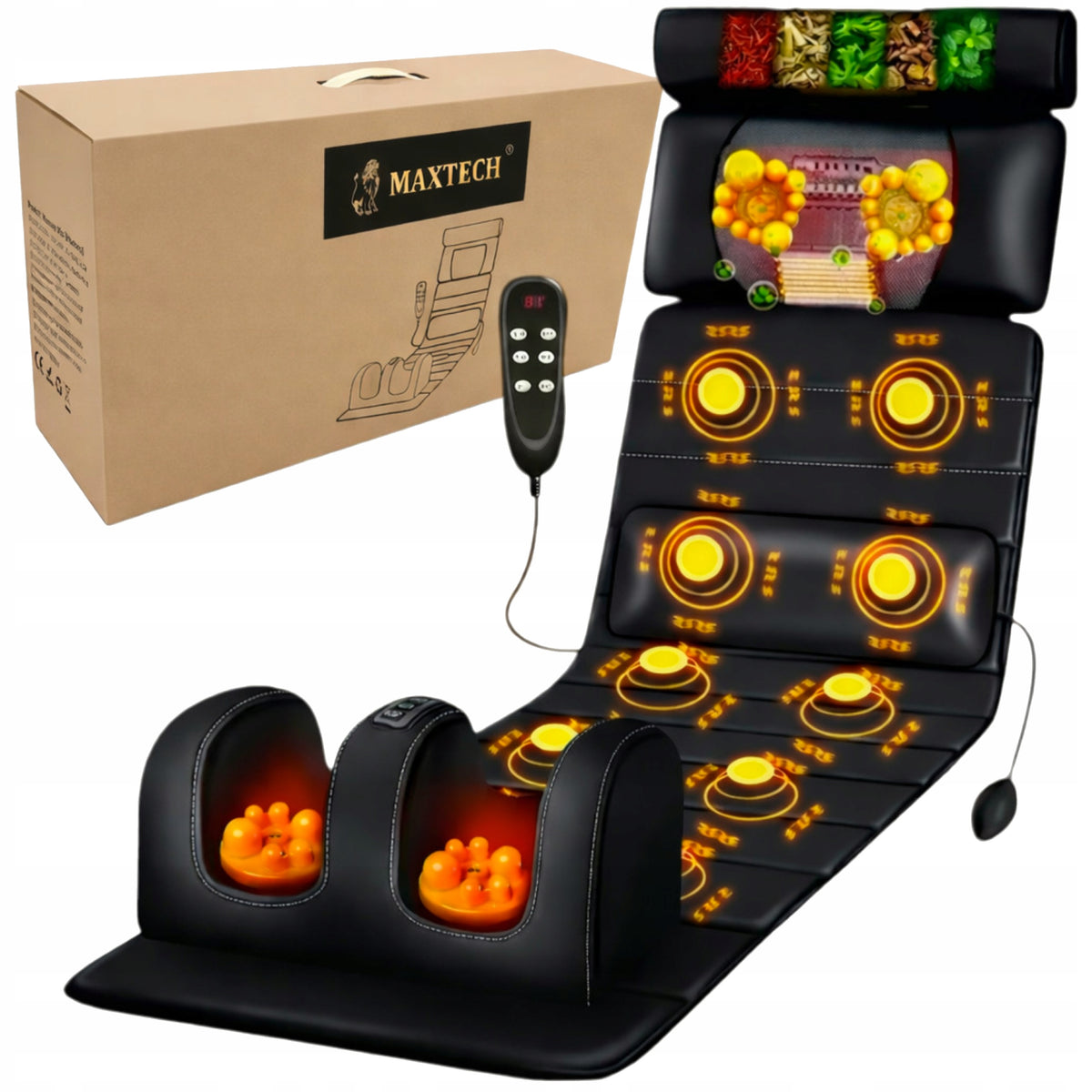 Vibration massage mat with heating neck back leg Shiatsu 5in1 MAXTECH