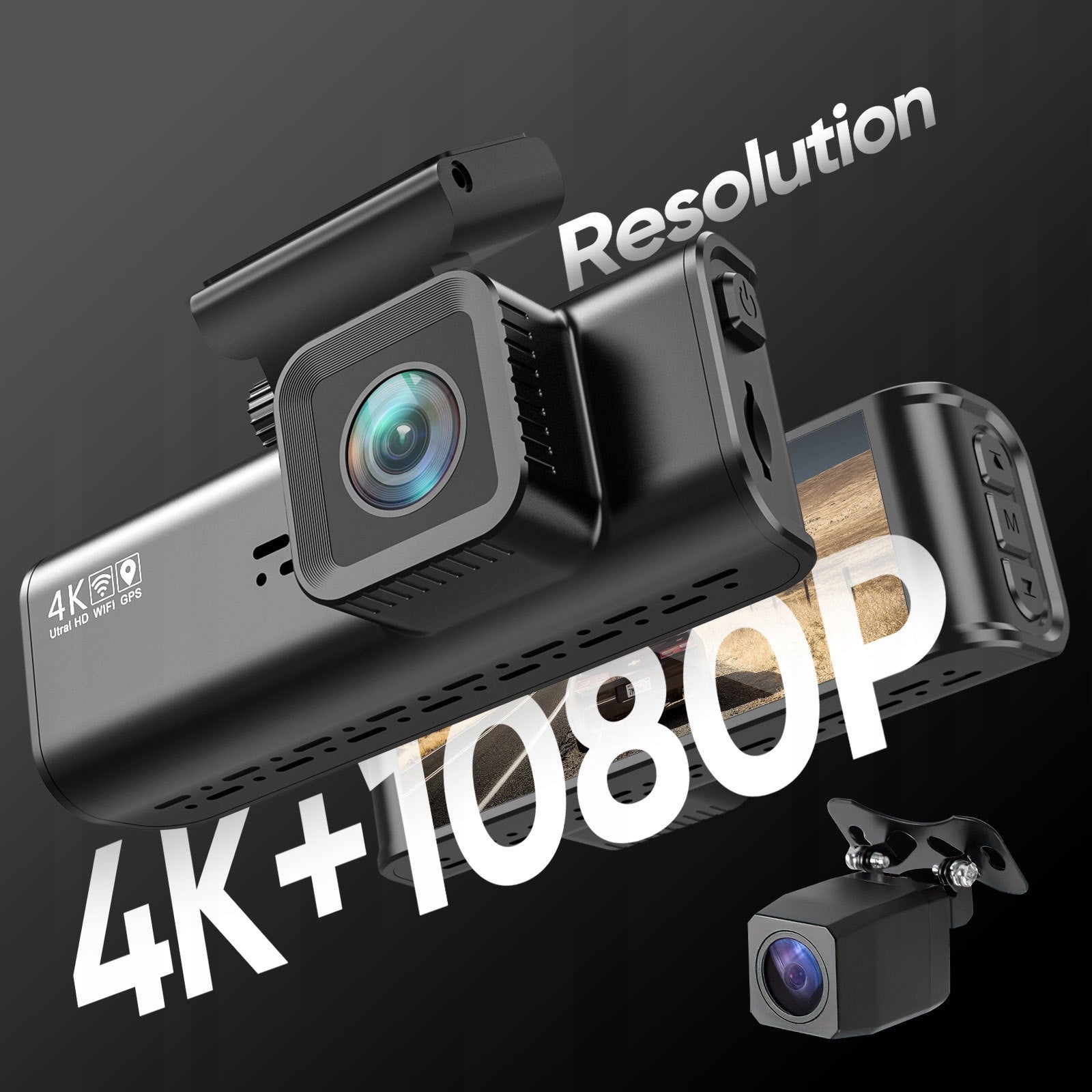 Video Recorder 4K Dual DashCam GPS WiFi Super-Capacitor 128GB Manufacturer code DC0F7NP