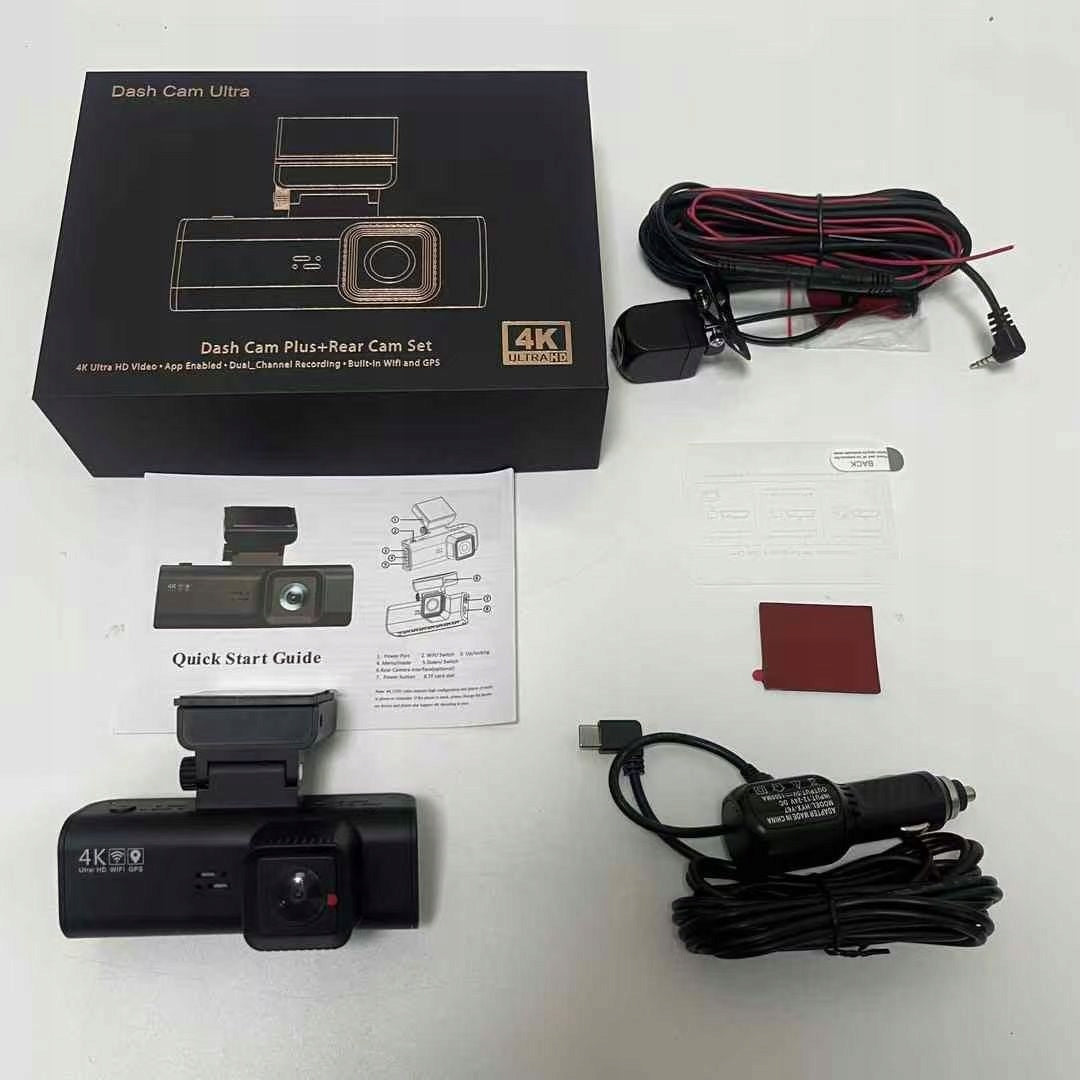 Video Recorder 4K Dual DashCam GPS WiFi Super-Capacitor 128GB Model F7NP