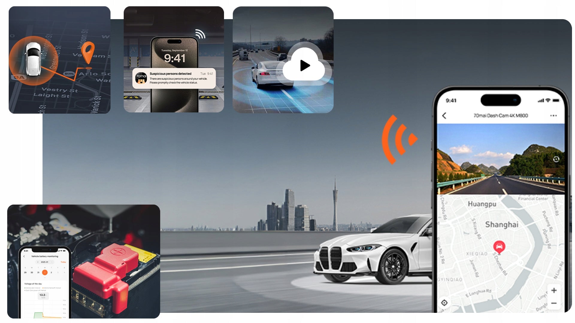Video Recorder 70mai Dash Cam A810S 4K HDR + SD card 128GB Memory card included none