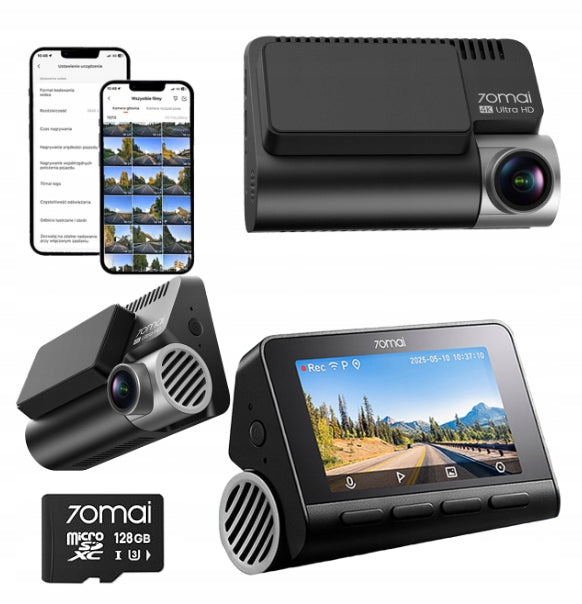 Video Recorder 70mai Dash Cam A810S 4K HDR + SD card 128GB