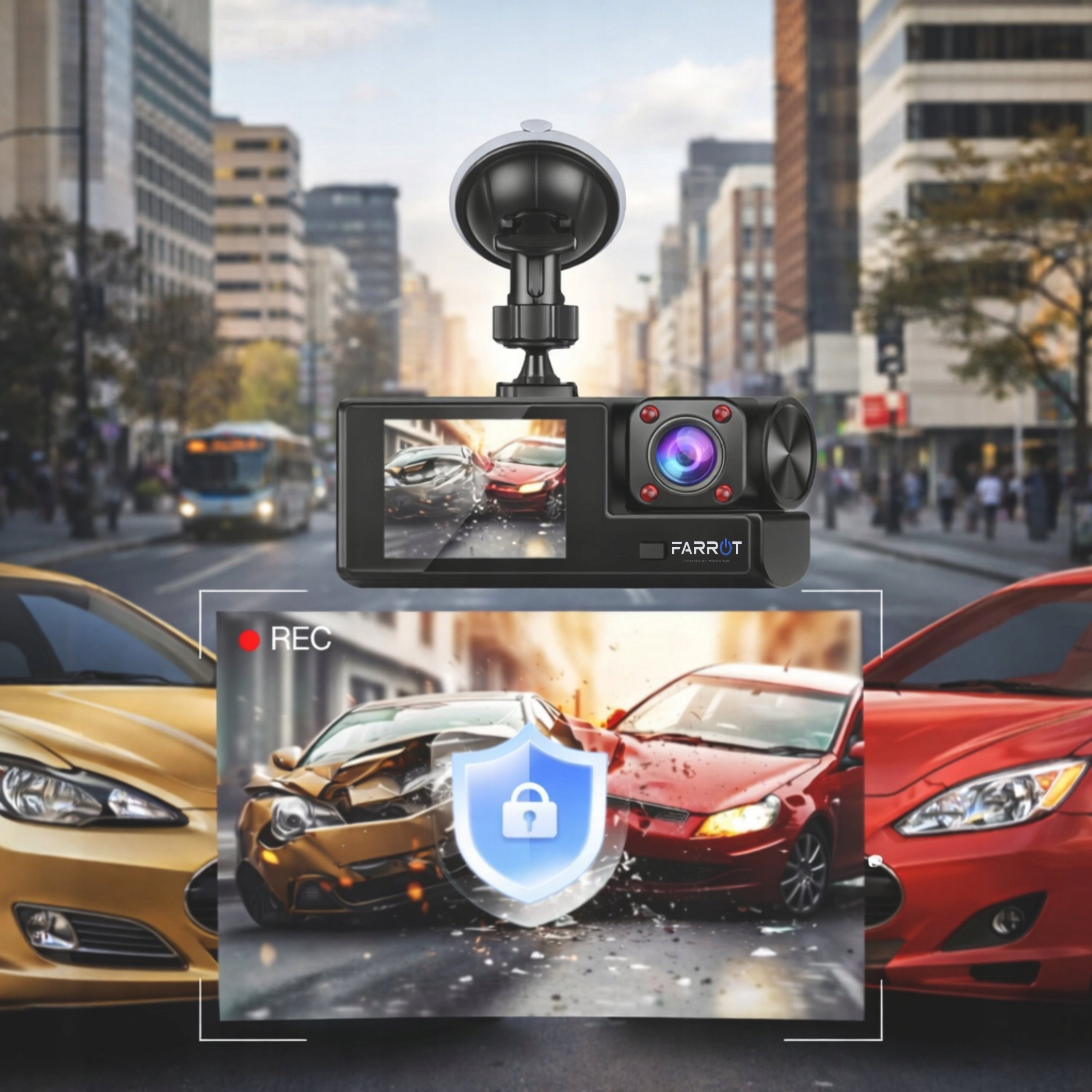 Video Recorder Car Camera 3in1 Front Interior Rear WiFi Full HD Memory card included none