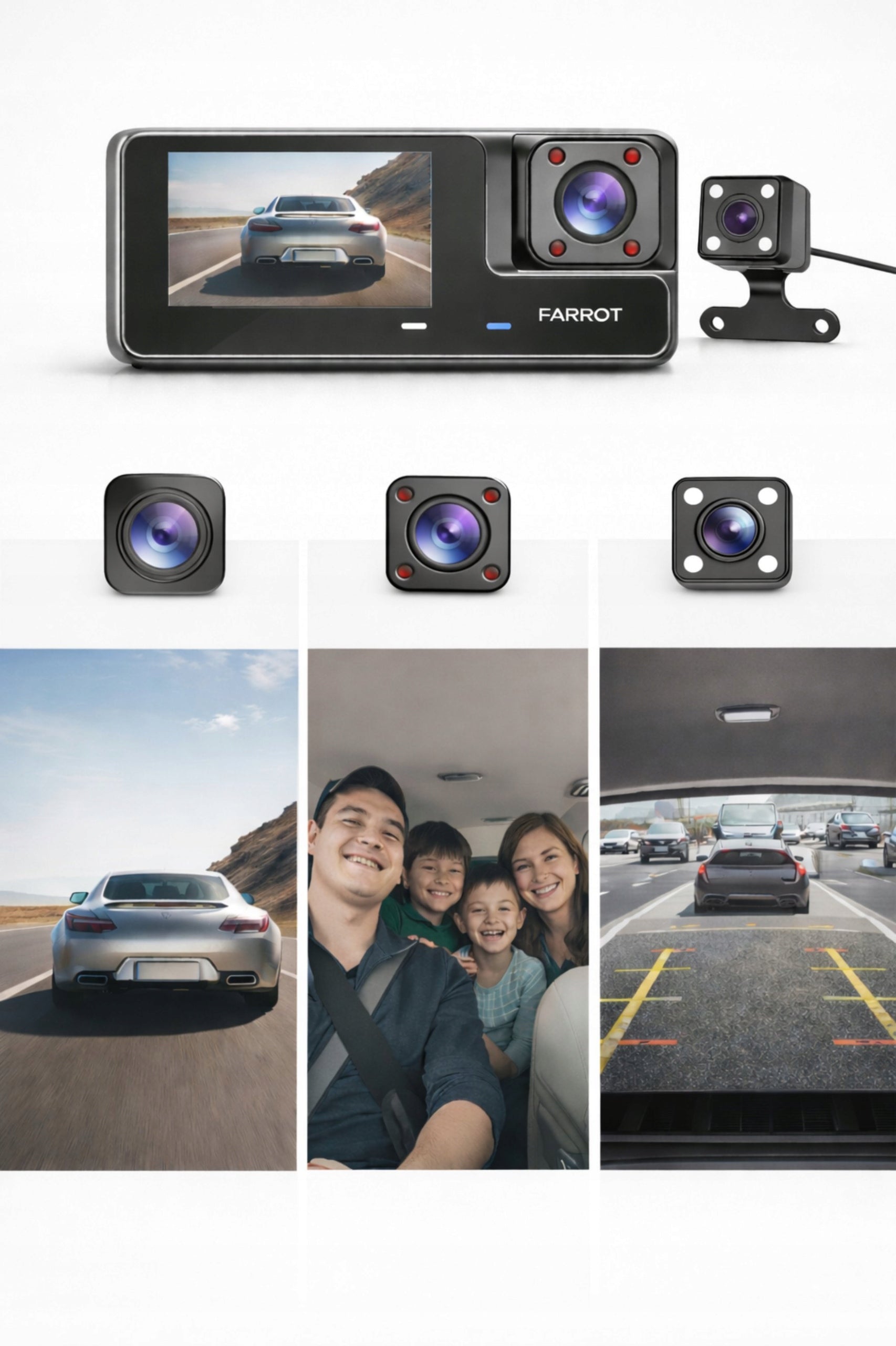 Video Recorder Car Camera 3in1 Front Interior Rear WiFi Full HD Recording quality Full HD (1920 x 1080)