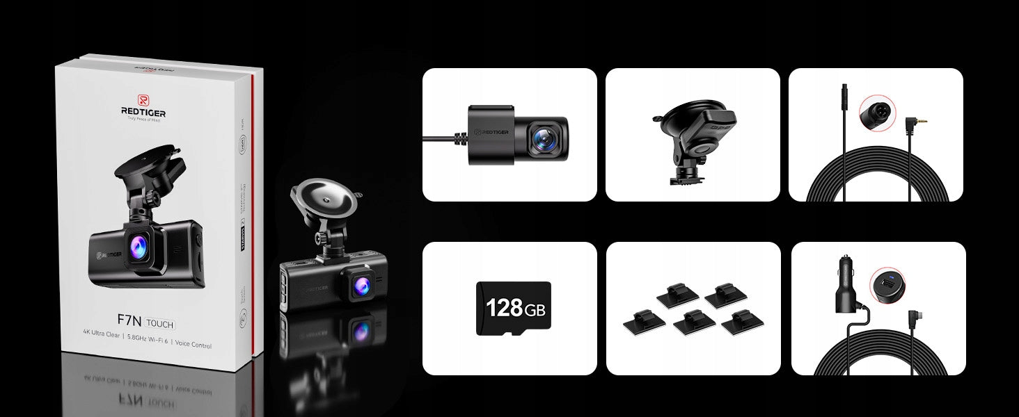 Video Recorder REDTIGER F7NT 4K Dual Dash Cam 128GB Touch Screen GPS Manufacturer code F7NT