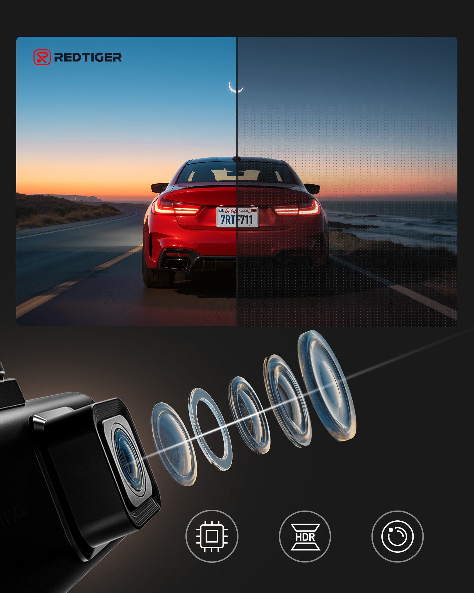 Video Recorder REDTIGER F7NT 4K Dual Dash Cam 128GB Touch Screen GPS Recording quality Full HD (1920 x 1080) 4K UHD (3840 x 2160)