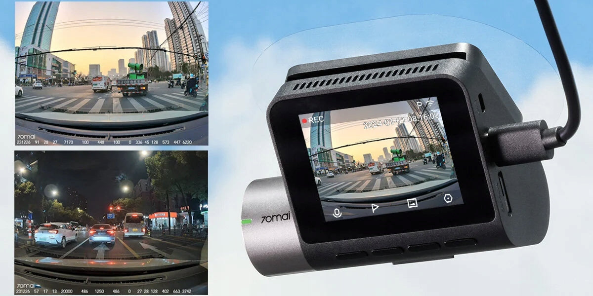 Video recorder 70MAI Dash Cam A510 + rear camera RC11 Additional features camera reversing camera HDR/WDR automatic start H.264 codec sound recording two cameras display shock sensor
