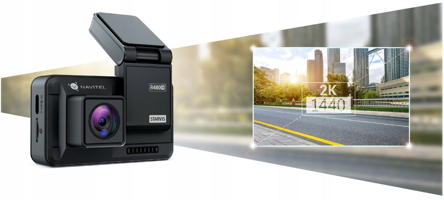 Video recorder Navitel R480 2K + Full HD rear camera + Holder Recording quality QHD (2560 x 1440)