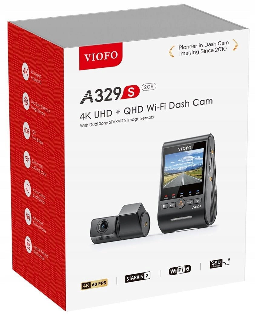 Video recorder VIOFO A329S 2CH-IR GPS Recording quality 4K UHD (3840 x 2160)
