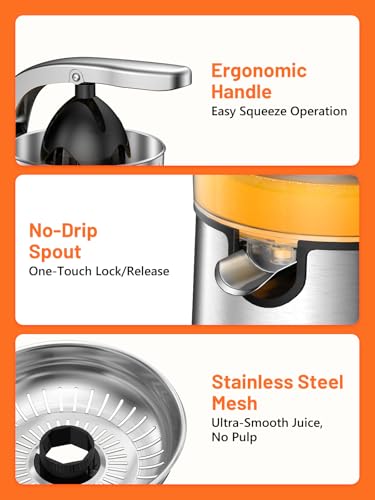 Vinato Citrus Juicer 85W, Automatic, Anti-Drip, 2 Cones Dominant color gray