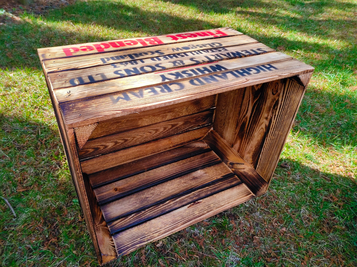 Vintage LOFT fired Old Whiskey wooden box Capacity 1 l