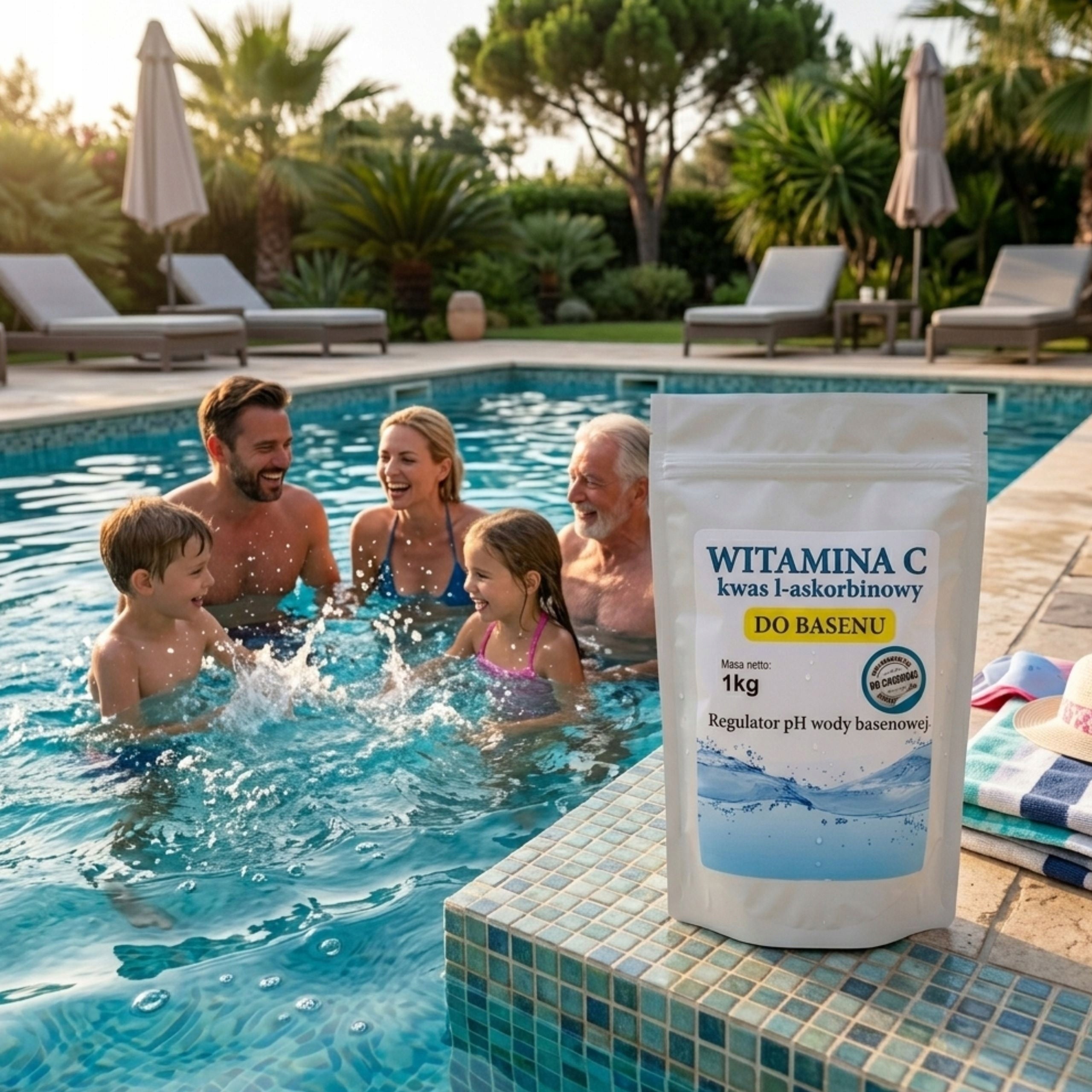 Vitamin C 1 kg for water pool L-Ascorbic acid for pools without chemistry Manufacturer code Kwas l-askorbinowy proszek 1 kg