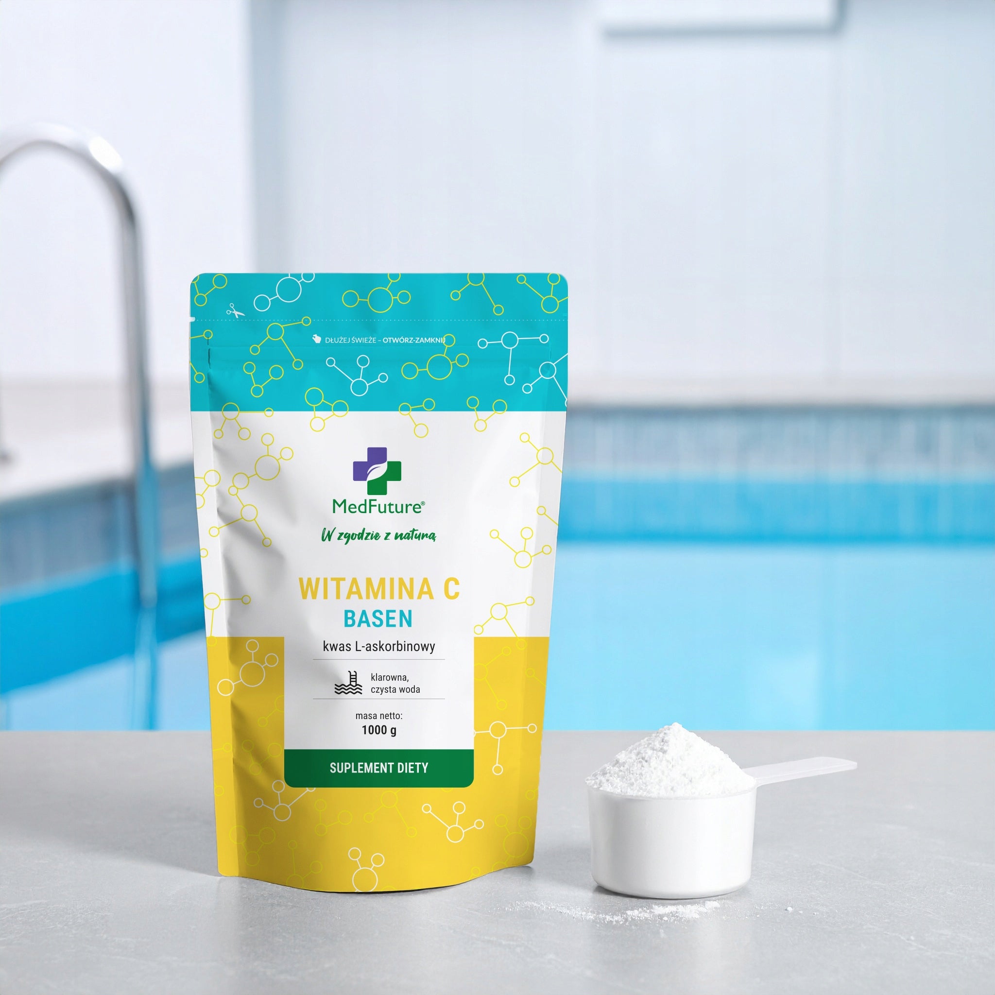 Vitamin C L-ascorbic acid for swimming pools 2 kg Pure water pH regulator Manufacturer code Witamina C do basenu 2kg basen