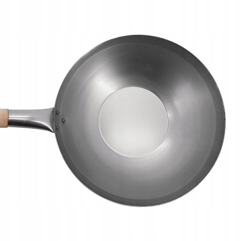 Vogue - Steel wok with wooden handle | flat bottom | Ø33 cm EAN (GTIN) 5050984055379