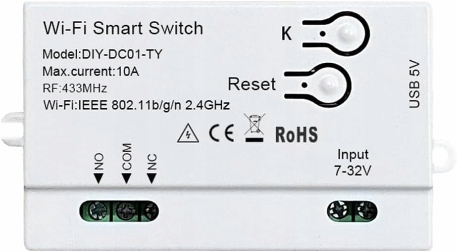 Voltage-free relay controller Gate Furnace WiFi + RF TUYA NC NO