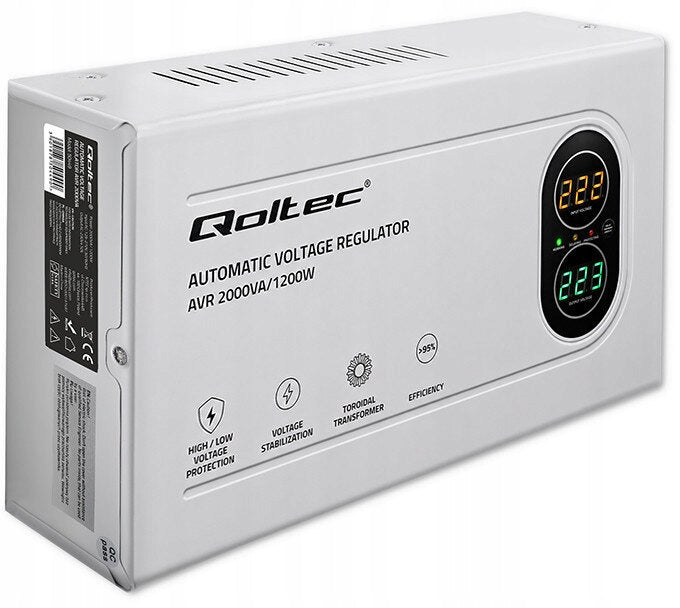 Voltage stabilizer QOLTEC 50449 2000VA 1200W Brand Qoltec