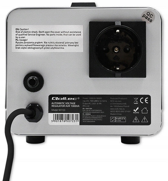 Voltage stabilizer QOLTEC AVR 50723 1000VA 800W Model 50723