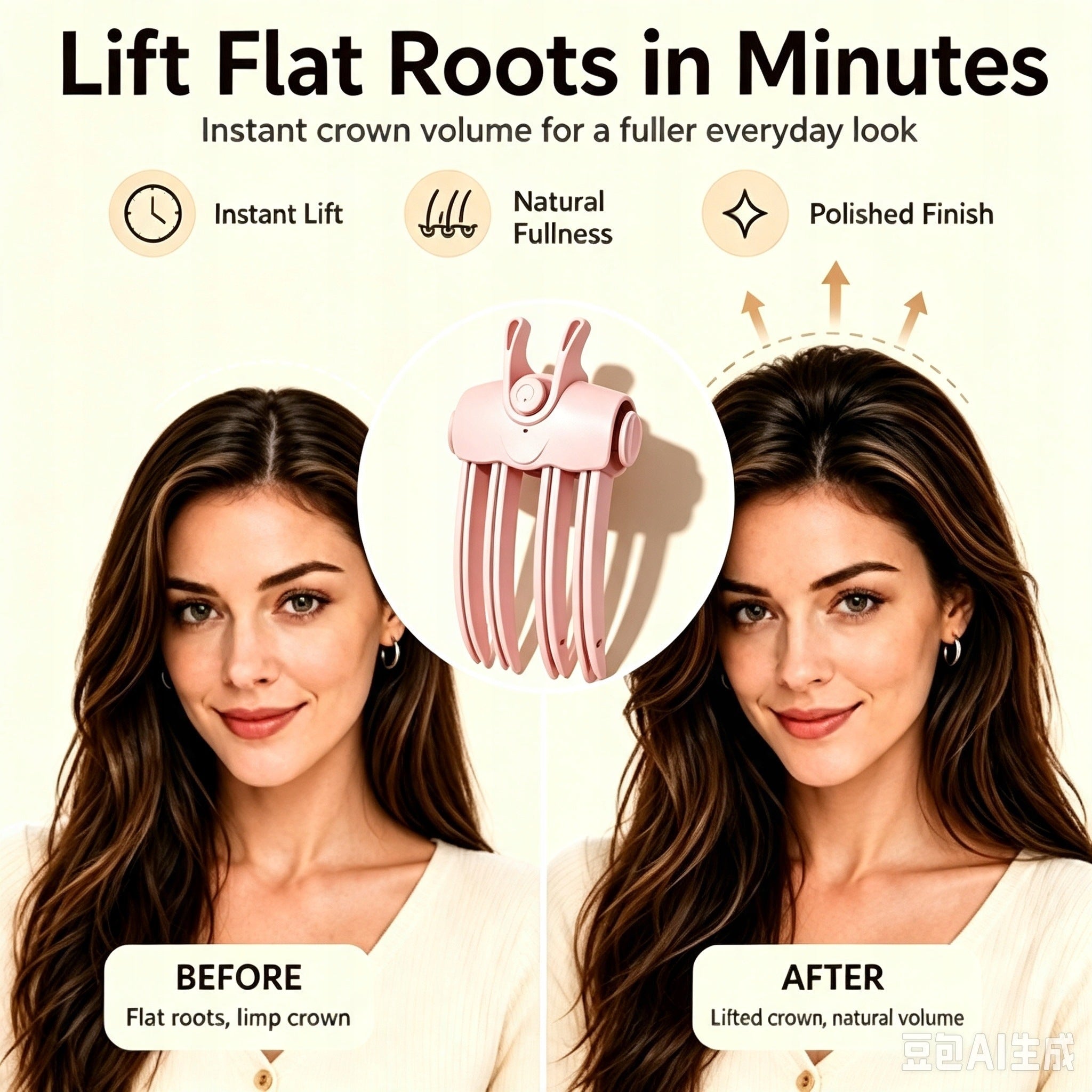 Volumizing Wireless Heated Root Lifting Clip (1-Pack) Dominant color pink