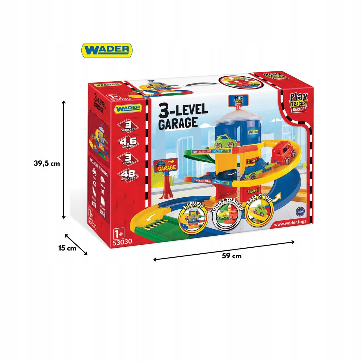 WADER 53030 Play Tracks Garage 3 levels set parking Vehicles for children Brand Wader