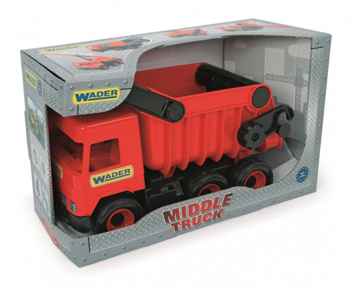 WADER Middle Truck Dump Truck Red Large Truck Kiper Auto for Kids